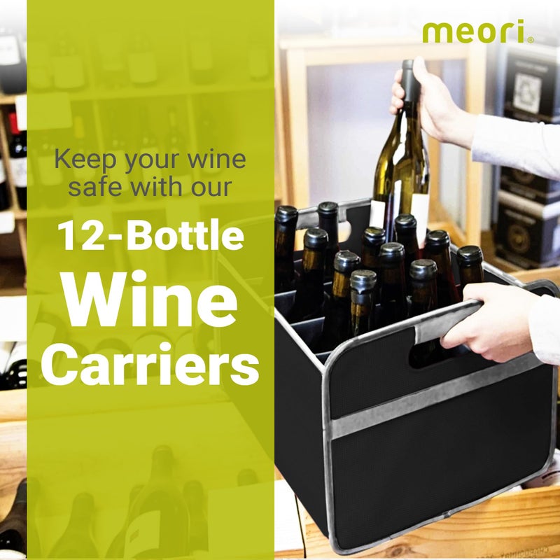 Meori â€“ Collapsible Wine Tote Bag, Durable Wine Bag 12 Bottle, Tear-Resistant Reusable Drink Tote Bags for Alcohol, Foldable Drink Carrier, Portable Wine Carrier, Wine Lovers Gift, Lava Black - Image 2